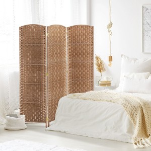 NicBex 6' Tall 3-panel Room Divider for Home, Wicker Weave Divider for Room Separation, for Home & Office, Natural - 1 of 4