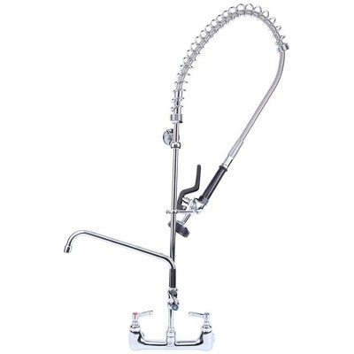 BWE Commercial Restaurant Pull Down 2-Handle Wall Mount Pre-Rinse Spray Utility Kitchen Faucet