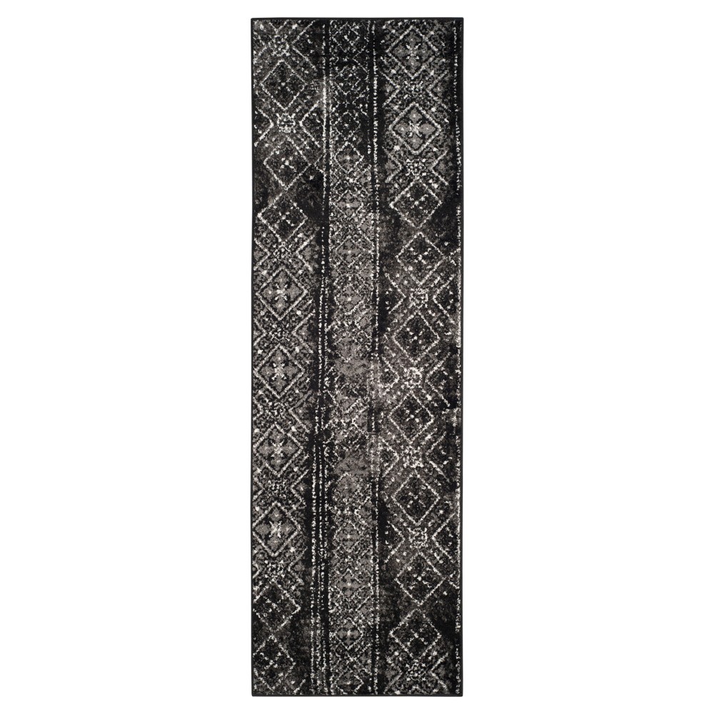 2'6inx8' Runner Rilynn Rug Black/Silver - Safavieh