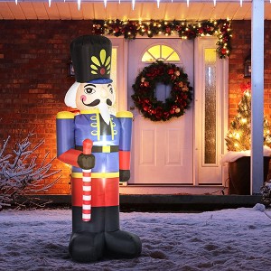 YOOCOZZ Christmas Decor- 8ft Xmas Inflatables Outdoor Decorations Nutcracker Toy Soldier with Scepter, Blow-Up Yard Christmas Decor with LED Lights - 1 of 4