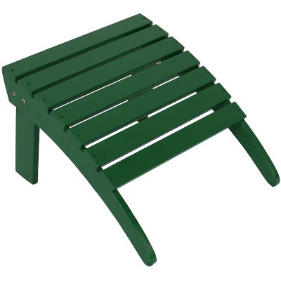 Sunnydaze Outdoor Classic Natural Fir Wooden Backyard Patio Adirondack Style Ottoman Footrest - Green