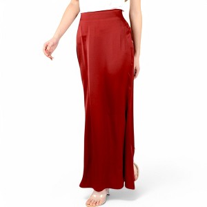 Anna-Kaci Women's Satin Maxi Skirt With High Waist And Flowing A-Line Design - 1 of 4
