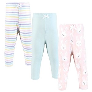 Hudson Baby Infant Girl Cotton Pants and Leggings, Easter Bunny Pink - 1 of 4