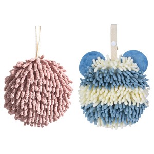 REGALWOVEN 2 Pcs Cute Soft Absorbent Chenille Ball Fuzzy Hand Towel - 1 of 4