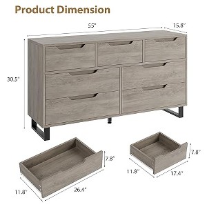 Dresser for Bedroom, 55" Wide Dresser, Freestanding Horizontal Drawer with Storage, Wooden Closet Chest Storage for Living Room, Hallway, Entryway - 1 of 4