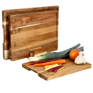MegaChef 3 Piece Cutting Board Set with Base - 1 of 4