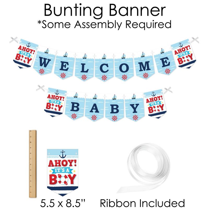 Big Dot of Happiness Ahoy It's a Boy - Banner and Photo Booth Decorations - Nautical Baby Shower Supplies Kit - Doterrific Bundle, 4 of 7