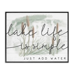 Stupell Industries Lake Life Simplicity Phrase Cattail Water Plants Framed Giclee Art - 1 of 4