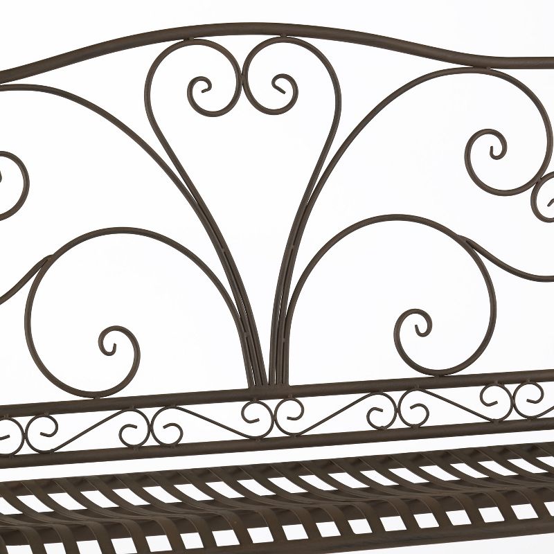 The Lakeside Collection Decorative Wrought Iron Outdoor Metal Rocking Bench, 3 of 8