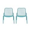 Set of 2 Stackable Metal Outdoor Patio Lounge Chairs with Mesh Seat for Balcony or Garden-Cuddlewood - 3 of 4