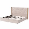 Merax Modern Velvet Upholstered LED Bed Frame with Wingback Headboard & Storage Drawers - 3 of 4