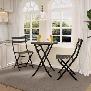 3 Piece Bistro Table and Chairs, Waterproof Folding Cafe Table and Chairs,Small Bistro Set for Small Space/Indoor/Outdoor/Porch/Lawn - 1 of 4