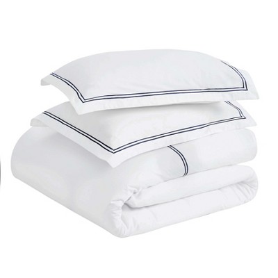Cotton Two-Line Embroidered 3 Piece Duvet Cover Set by Blue Nile Mills