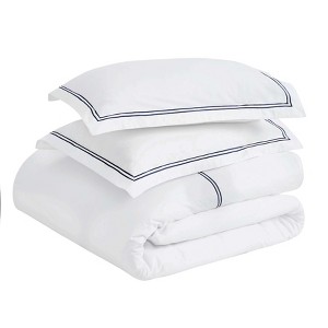 Cotton Two-Line Embroidered 3 Piece Duvet Cover Set by Blue Nile Mills - 1 of 4