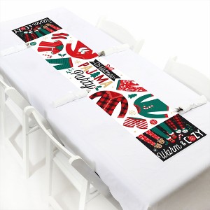 Big Dot of Happiness Christmas Pajamas - Petite Holiday Plaid PJ Party Paper Table Runner - 12 x 60 inches - 1 of 4