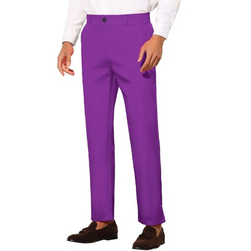 Men's Formal Slim Fit Slacks Trousers Flat Front Business Dress