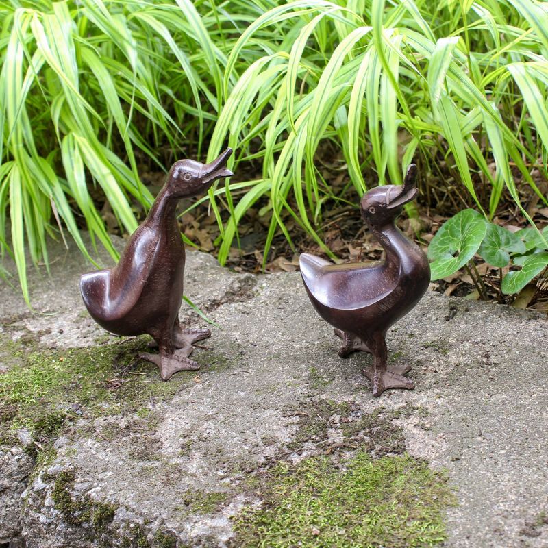Achla Designs Pair of 2 Ducklings Outdoor Garden Statue Bronze - Hand Cast Aluminum Bird Sculptures, Decorative Yard Ornaments, 4 of 13