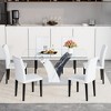7-Piece Dining Set with Tempered Glass Table and 6 PU Armless Chairs - 2 of 4