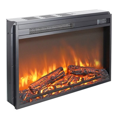 26 Inch Black Electric Fireplace Insert with Realistic Flame and Remote Control
