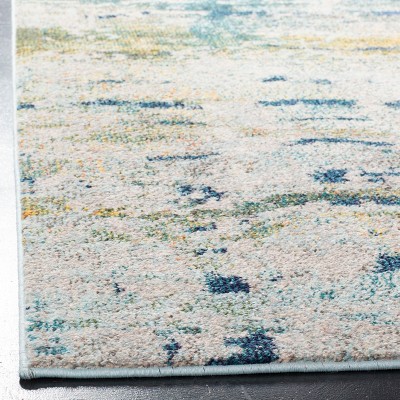 Boho-Chic Monaco Square Blue-Grey Synthetic Area Rug, 6'7" x 6'7"