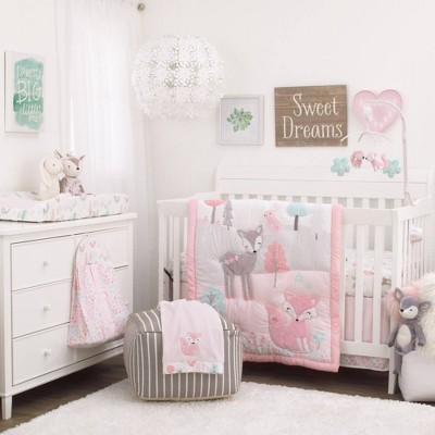 Nojo Sweet Forest Friends Nursery Crib Bedding Set - 4pc