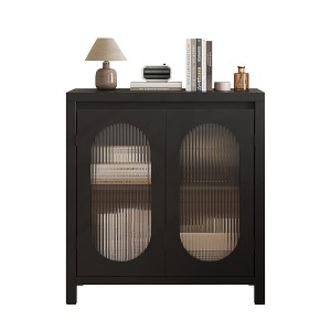 Modern Sideboard Cabinet for Living Room & Dining Room - Black Accent Storage with Adjustable Shelves & Glass Doors, Small Console Cabinet - 1 of 4