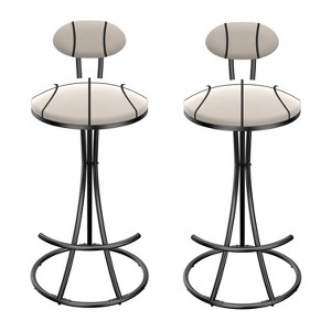 Gulches Black Velvet S-Shape Striped Counter Height Bar Stool Set of 2 Round Seat 28in - 1 of 4