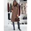 Coolmee Women's Coat Notched Lapel Double Breasted Trench Coat Winter Warm Overcoat with Belt - 2 of 4