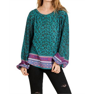 Women's Scarf Print Knit Top - umgee - 1 of 4