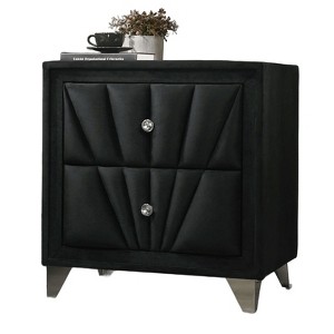 Sapphtopaz Upholstered Nightstand with 2 Drawers Glass Top Side Table with Crystal-like Knobs & Chrome Legs End Table for Bedroom,Living Room - 1 of 4