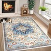Faux Wool Vintage Floral Printed Area Rug Machine Washable Stain Resistant Non Shedding Floor Rug for Living Room Bedroom - 4 of 4