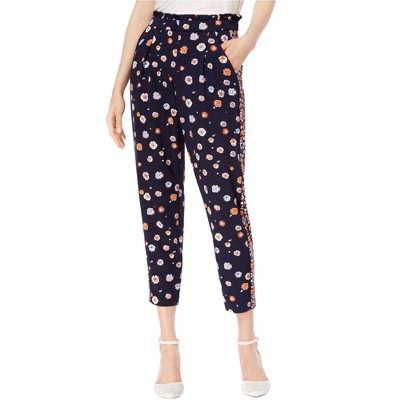 maison Jules Womens Pull-On Floral Casual Cropped Pants