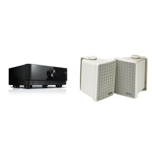 Yamaha RX-V4ABL 5.2-Channel AV Receiver with 8K HDMI and MusicCast w/ Kicker KB6G 2-Way Full Range Indoor Outdoor Speakers (Pair) Weatherproof Spea... - 1 of 4