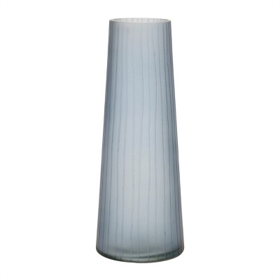 Etched Ribbed Glass Vase 11.75"H