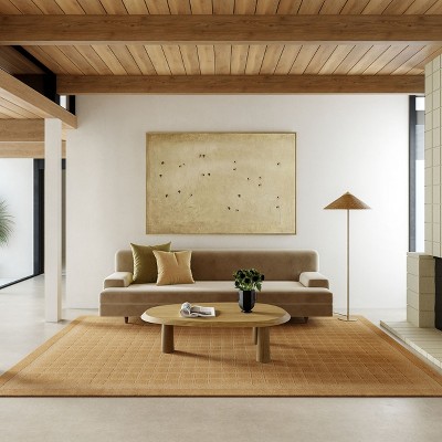 Golden Yellow Hand-Tufted Wool Rectangular Area Rug, 6' x 9'