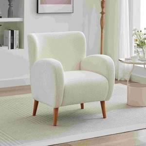 CAVINAS Boucle Fabric Accent Chair with Mid-Height Backrest,Modern Comfy Upholstered Living Room Chairs,Reading Chairs for Living Room - 1 of 4