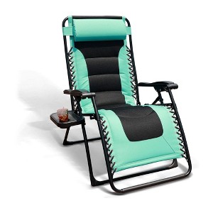 GOLDSUN Oversized Zero Gravity Adjustable Outdoor Beach Camping Patio Reclining Lounge Chair with Cup Holder and Removable Side Table, Blue - 1 of 4