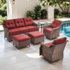POCASSY 6PCS Outdoor Furniture Set with 6" Thick Cushion, Outdoor Sofa Couch Set with Swivel Chairs and Ottoman, Brown Wicker Patio Furniture Set - 4 of 4