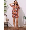 Allegra K Women's Floral Tropical Vacation Beach Hawaiian Button Down Shirt and Short Set - 3 of 4