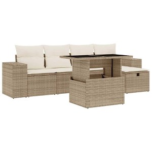 vidaXL Garden Sofa Set Beige and Cream White - 1 of 4