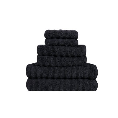 6pc 100% Cotton Zero Twist Bath Towel Set Black - Sean John