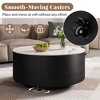 KWPZQEB Round Coffee Table, Center Table with Casters & Marble Pattern Sintered Stone Top, Accent Center Table with Hidden Drawers for Living Room - 4 of 4