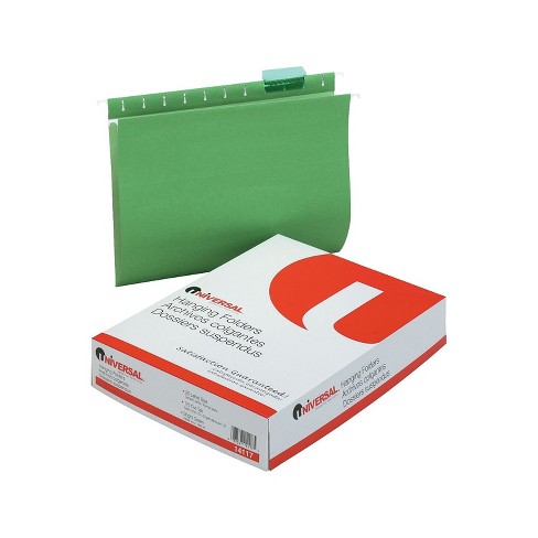 Universal Hanging File Folders 1/5 Tab 11 Point Stock Letter Green 25 ...