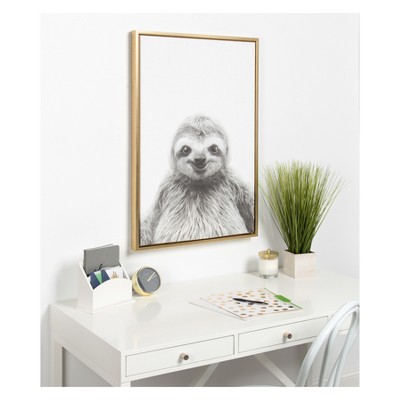 Gold Framed Sloth Canvas Wall Art, 23x33
