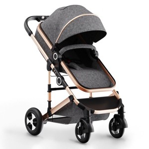 Kinder King Cozi 2 Convertible Baby Stroller, Folding High Landscape Infant Carriage, Adjustable Canopy, Diaper Bag, Anti-Shock - 1 of 4