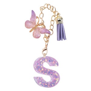 Unique Bargains Star Sequin Letter S Butterfly Tassel Water Cup Pendant Purple 1 Pc - 1 of 4