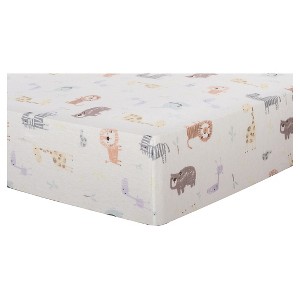 Trend Lab Deluxe Flannel Fitted Crib Sheet - Crayon Jungle, White