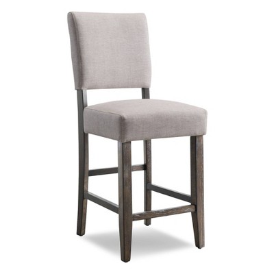 Set of 2 Gray Upholstered Wood Counter Height Barstools