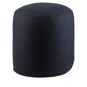 Livabliss Shane 17"H x 17"W x 17"D Solid and Border Black Pouf - 1 of 4