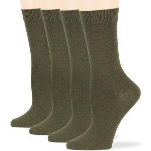 Women Cotton Solid Dress Socks - 4 Pack - Black, Brown, Blue, Grey, Beige  Khaki Shoe Size 5-9 M, 8-12 L | 7BIGSTARS KINGDOM - 1 of 4